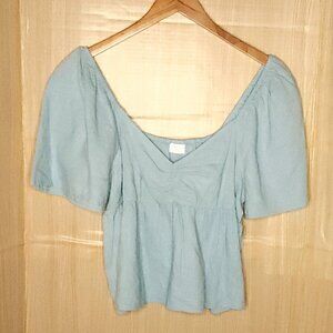 Abound New Plus Womens Blue Off The Shoulder Cropped Top 1X